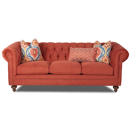 Traditional Chesterfield Sofa with Nailhead Trim